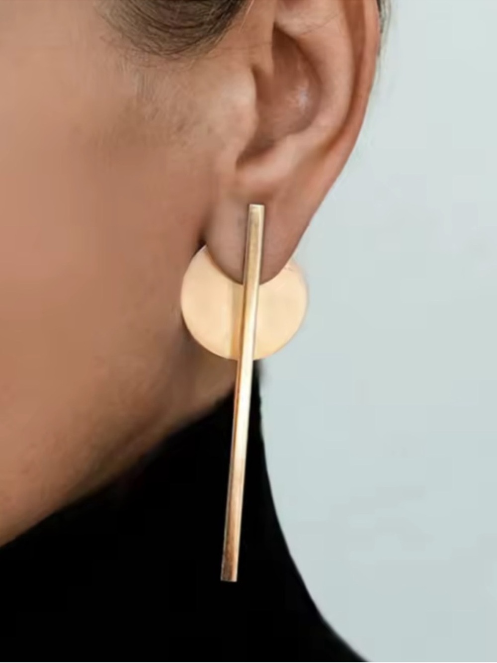Anthropologie Gold Disc & Bar Drop Earrings